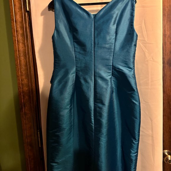 JADE BY JASMINE Women's Teal Satin Dress with Jacket ~ Size 14 - Picture 3 of 6